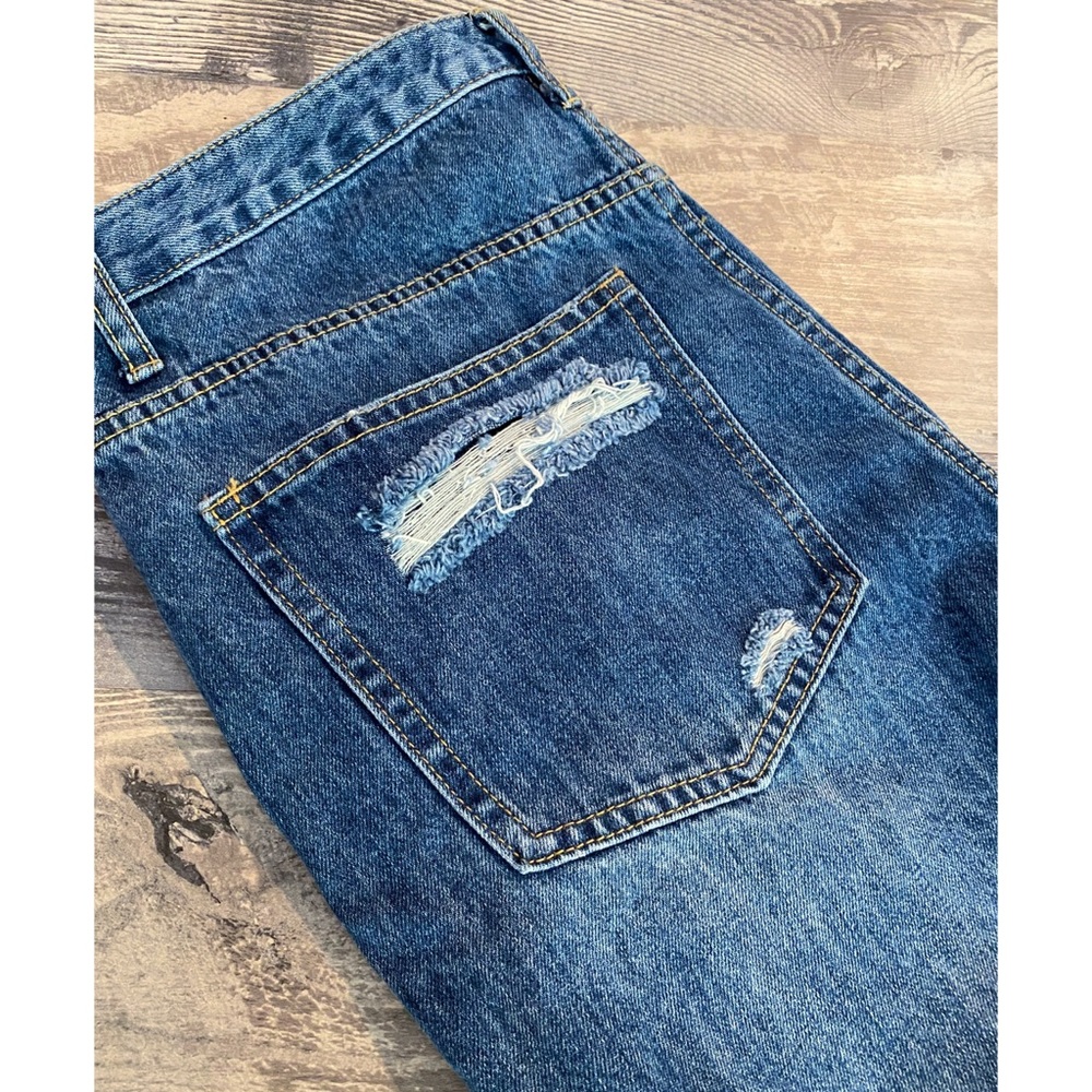 . Bailey Ray & Co Dark Wash Distressed High Waist Button Up Denim Shorts 14/31 - Picture 5 of 14